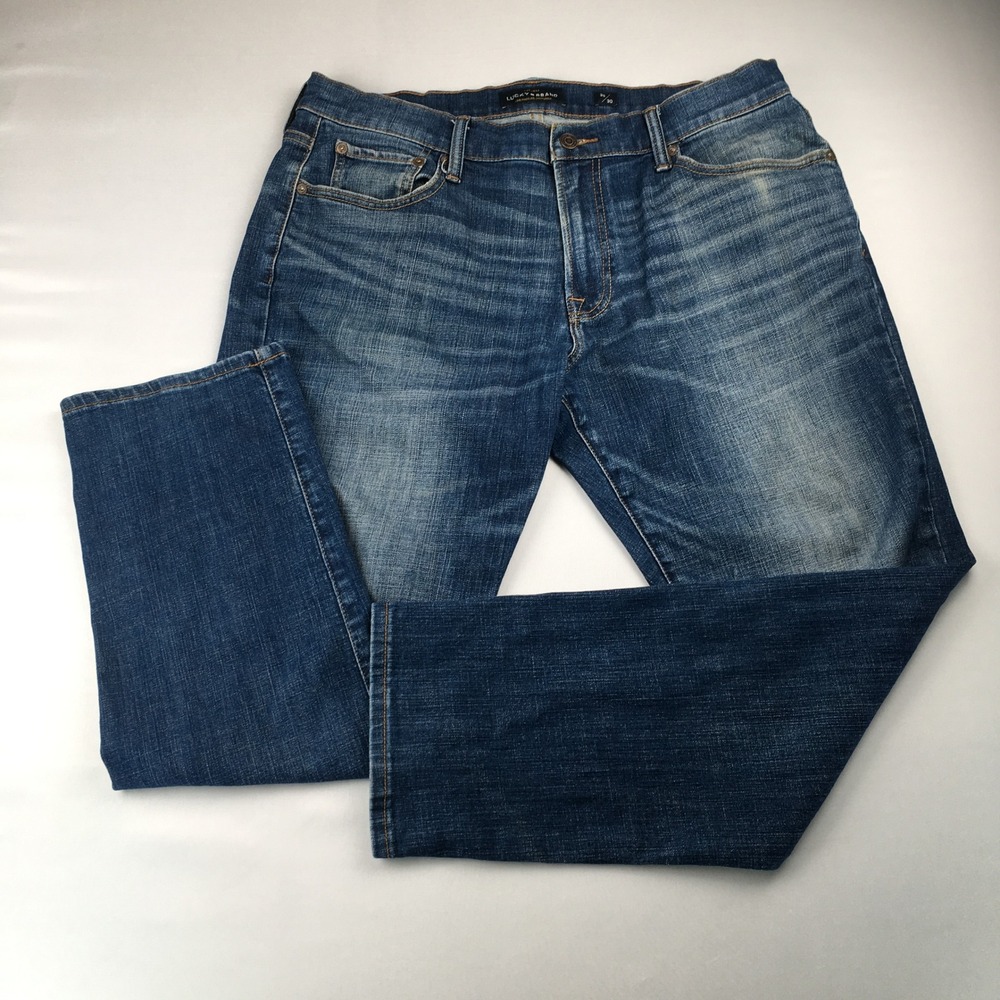 Lucky Brand Jeans Men 36x30 Blue Straight Leg Stretch Denim Casual Medium Wash
